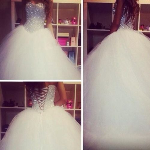 Hochzeit - Ball Gown Sequins Tulle Wedding Dress Bridal Gown Custom Size 4 6 8 10 12 14 16+