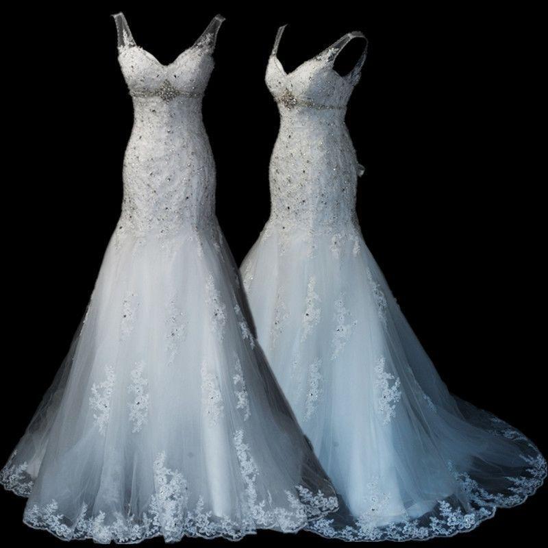 Hochzeit - white ivory Lace Mermaid wedding dress Bridal Gown custom size 4 6 8 10 12 14 16