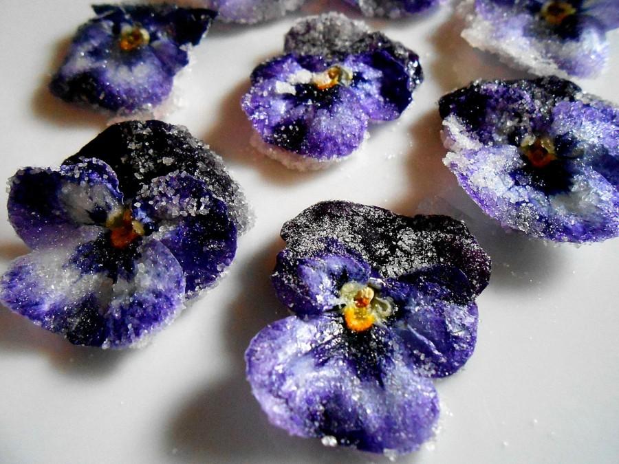 Wedding - Organic Candied Flowers, Edible Violas, Cupcake Toppers, Wedding Cakes, Purples