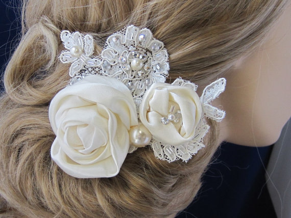 زفاف - Bridal hair clip, Wedding hair accessories, Bridal  Hair Piece, Wedding silk hair flowers, bridal hair comb