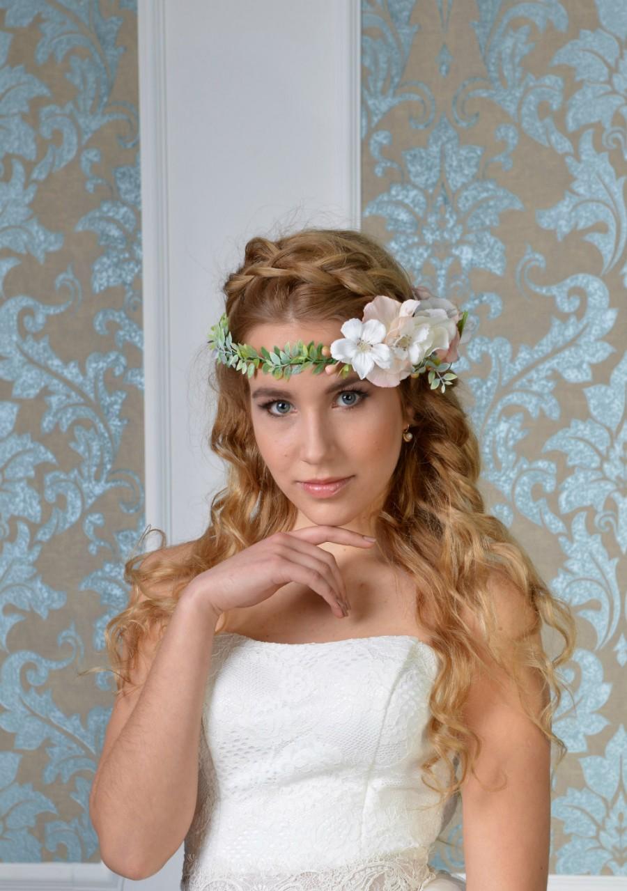 Hochzeit - María bohemian bridal flower tiara Style 1611T,Boho crown,bridal headpiece, Flower Headband, Bohemian Bridal