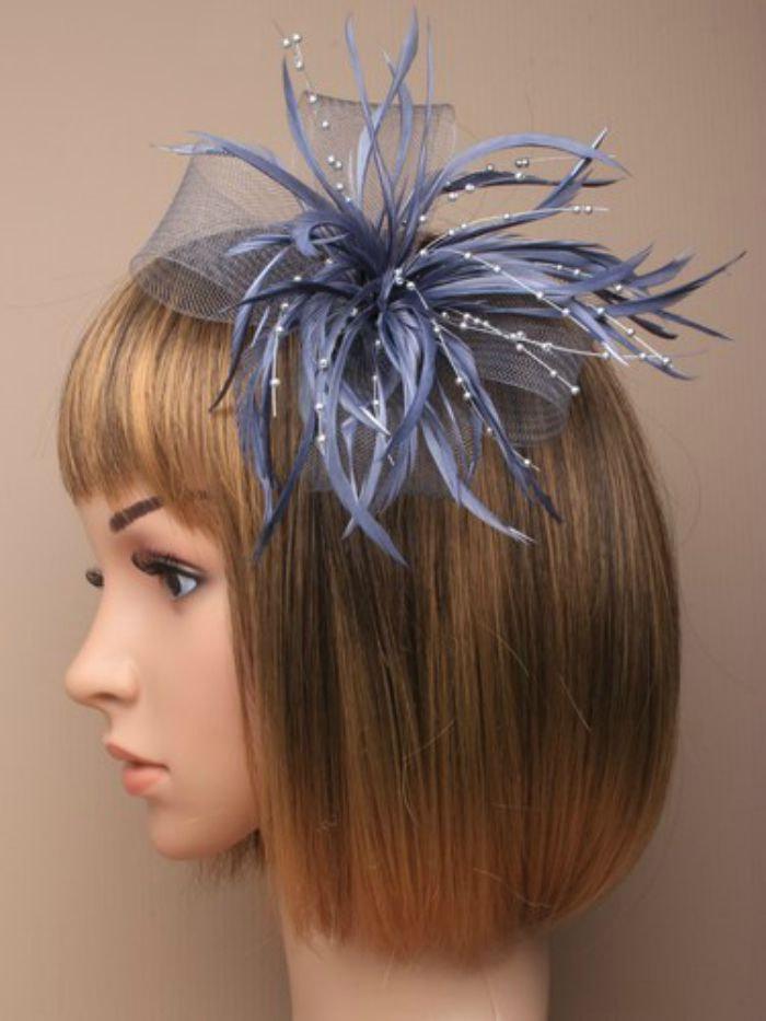 Wedding - Silver Grey Fascinator. Flower Feather Beaded Fascinator, Head Piece, Mother of the Bride, Christening