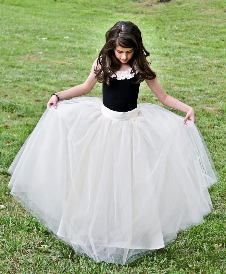 Hochzeit - Flower Girl Dress, Champagne Flower Girl dress, black top, flower girl tops, wedding dress, prom dress