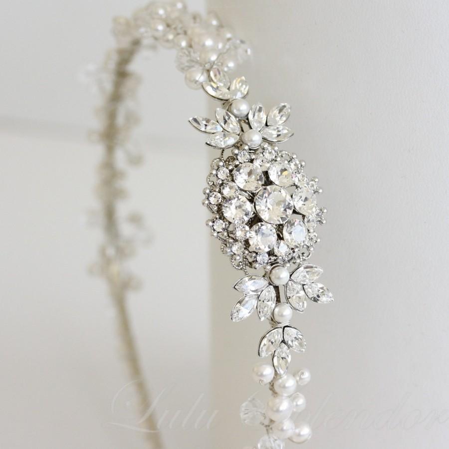 Свадьба - Wedding Headband Bridal Headpiece Pearl Tiara Headband Bridal Hair Accessories CHANTILLY