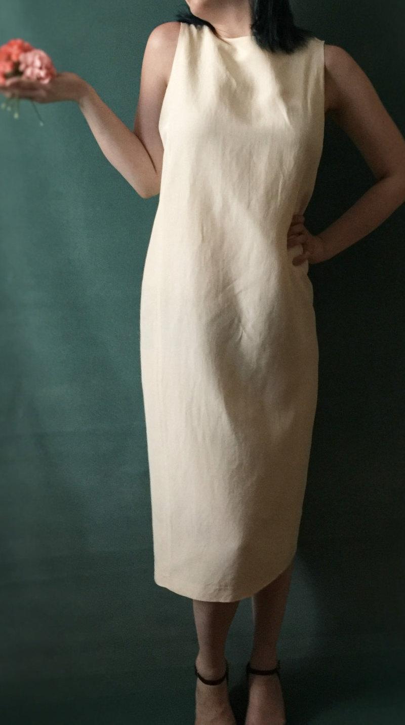 زفاف - Rare Original Couture Vintage Shamask Ivory Column Dress//Shamask Bridesmaid Wedding Dress