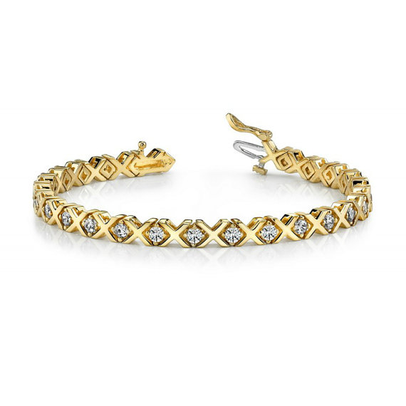 Hochzeit - Mother's Day Gift - 1 Carat Diamond Bracelet 14k Gold - Diamond Bracelets for Women - Anniversary Gifts for Women - Gifts for Mom - For Wife