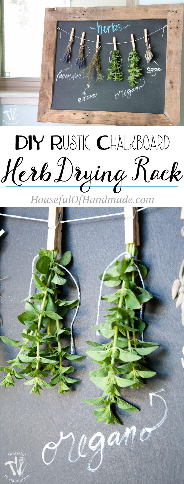 Hochzeit - DIY Rustic Chalkboard Herb Drying Rack