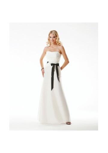 Wedding - Strapless Sash White Sleeveless Ruched Chiffon Floor Length