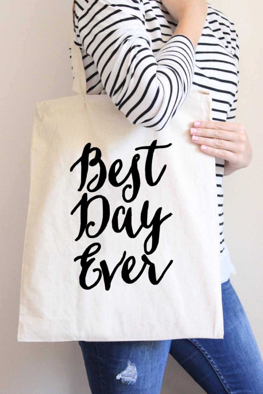 Mariage - Tote Bag "Best Day Ever" Wedding Party Gift, Gift for Bride or Bridal Shower, Gift Bag for Wedding  ( Item - BBD300)