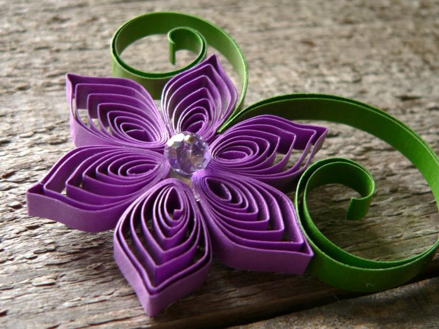 Wedding - Spring Boutonniere in Purple and Green, Wedding Boutonniere in Clover and Orchid