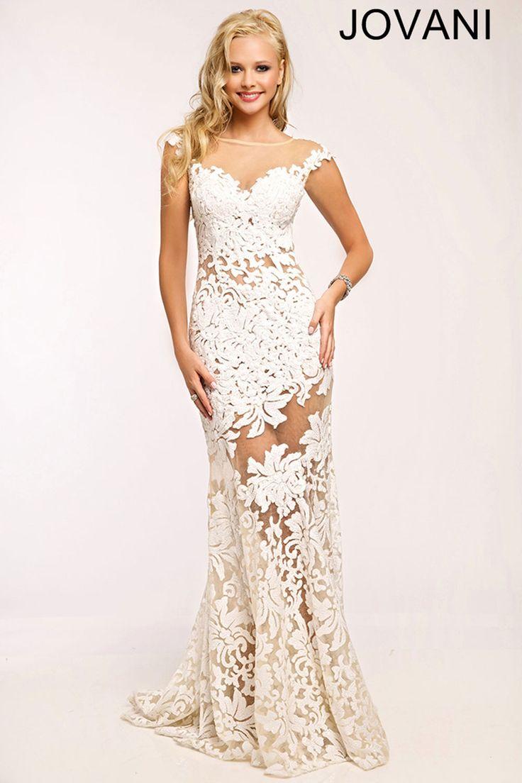 Mariage - White Lace Sheath Prom Dress 21226