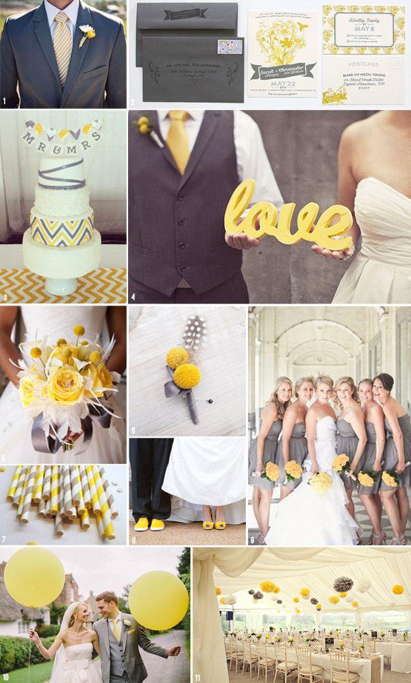 Свадьба - Cheerful And Elegant Yellow And Grey Mood Board