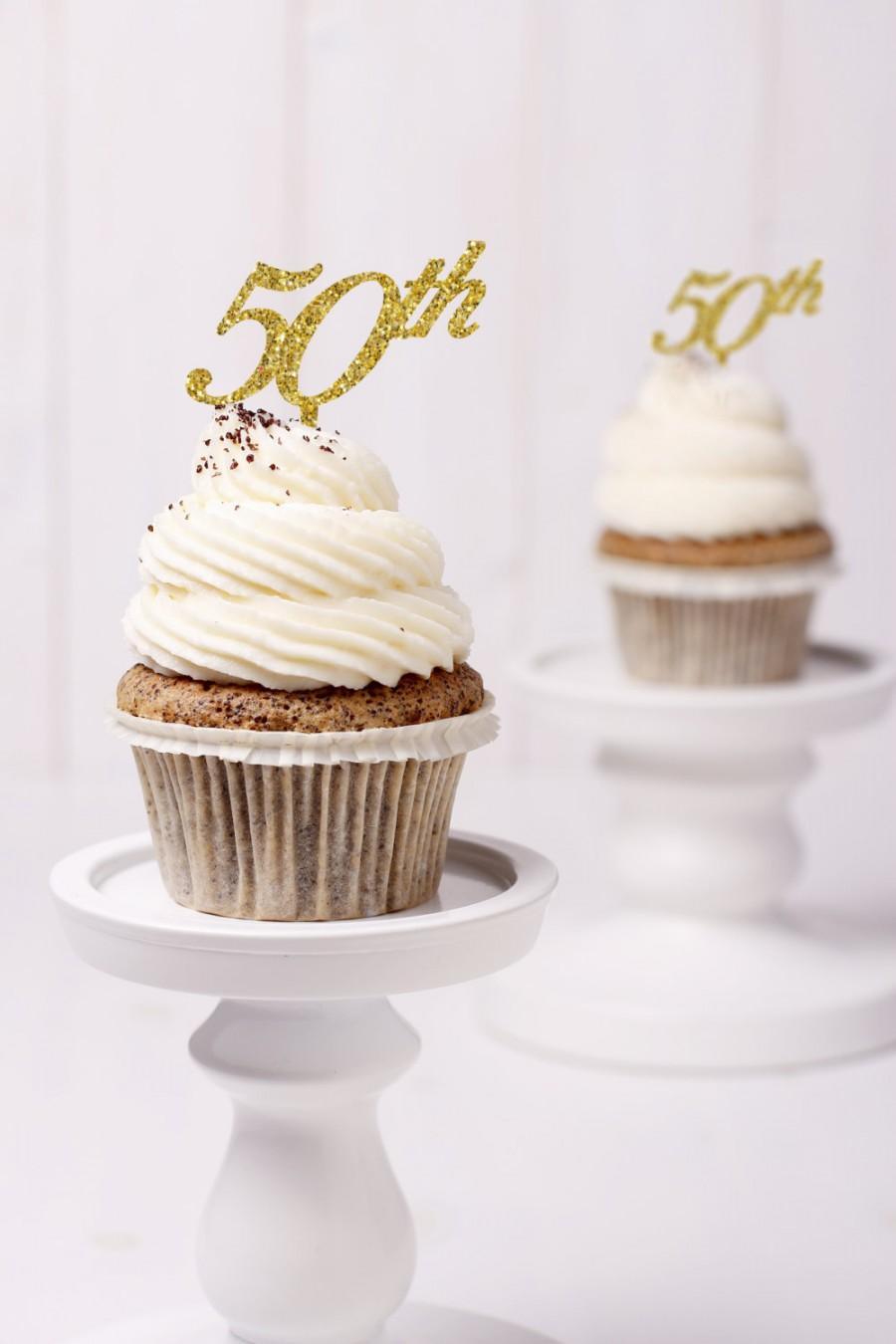 Gold Glitter 50th Anniversary Cupcake Topper S084 2539569 Weddbook