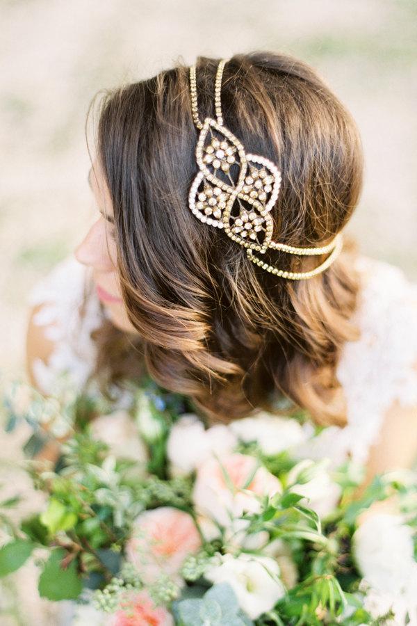 Hochzeit - Wedding Headpiece, Wedding Hair Piece, Bridal Headpiece, Crystal Headband, Jewelled Wedding Hairpiece, Bronze Halo-ALERIS HALO