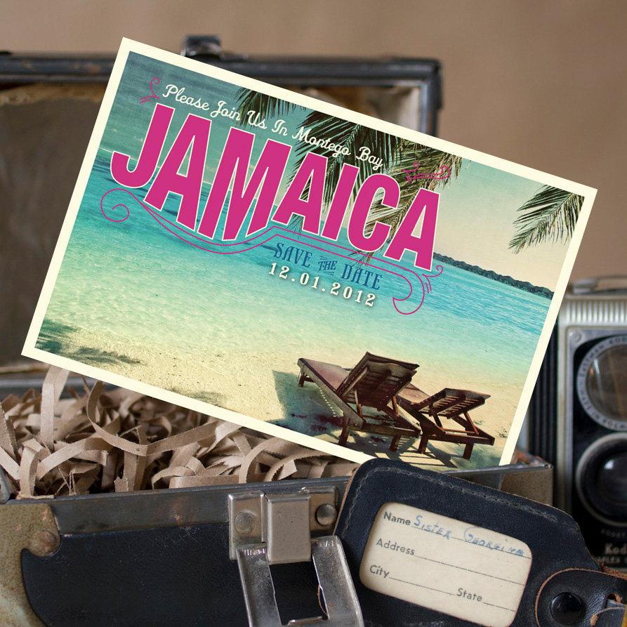 زفاف - Vintage Postcard Save the Date (Jamaica) - Design Fee
