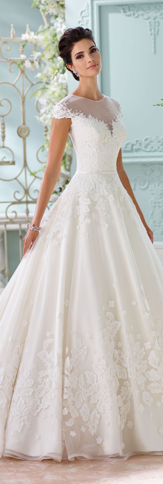 Hochzeit - Bridal Gown With Cap Sleeves