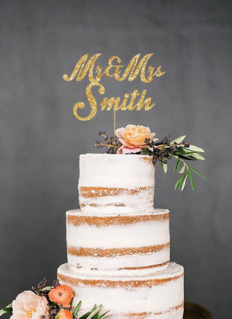 Wedding - Mr and Mrs, Wedding Cake Topper, Engagement Cake Topper, Bridal Shower Cake Topper, Anniversary Cake Topper