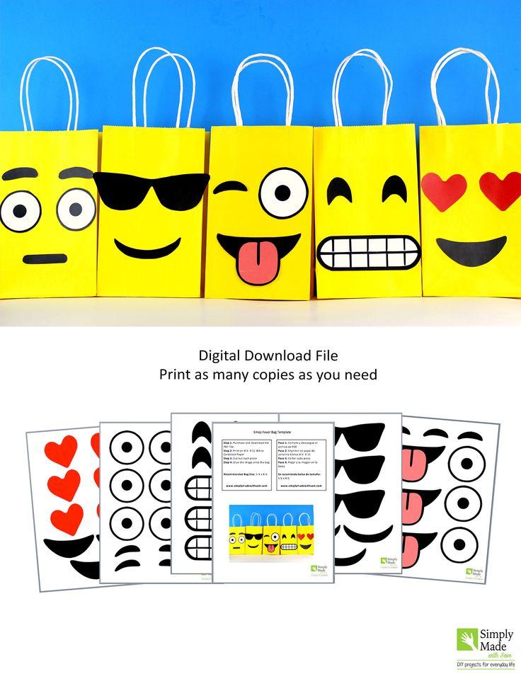Hochzeit - Emoji Favor Bag Instant Download