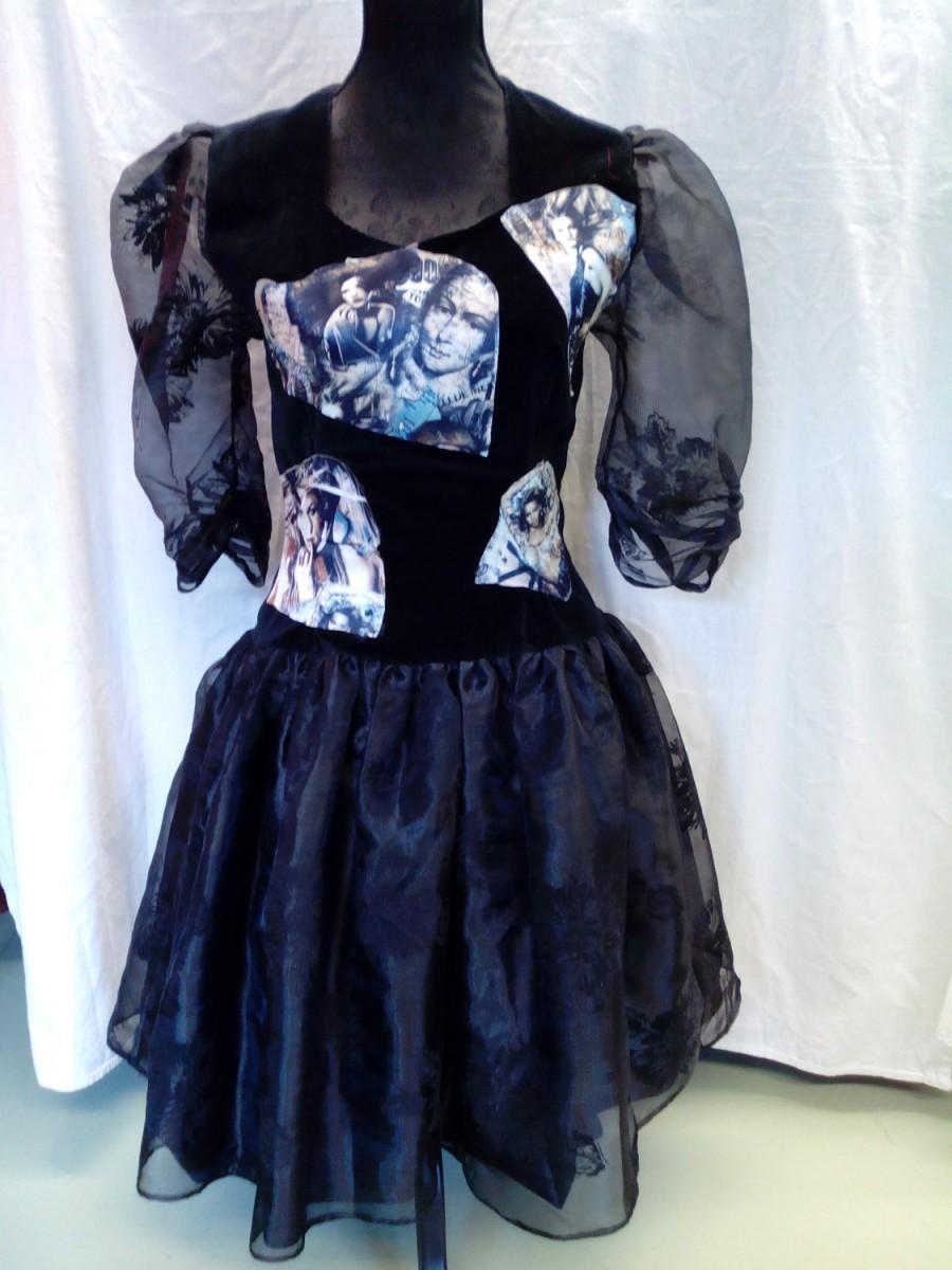 زفاف - Sale 20%/Steampunk dress/party dress/fanky dress/size M handmade/endladesign/women faces dress/art dress/upcycled/boho