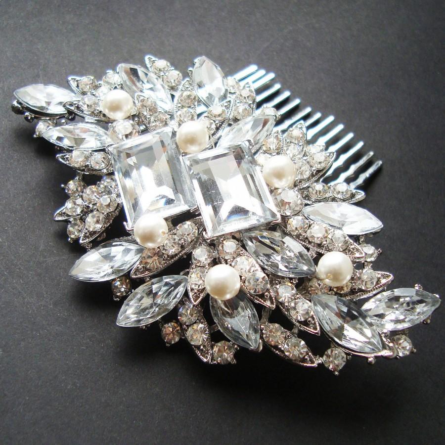 Mariage - Vintage Style Bridal Hair Comb, Art Deco Wedding Hair Comb, Bridal Hair Accessories, Crystal Hair Comb, GERTRUDE