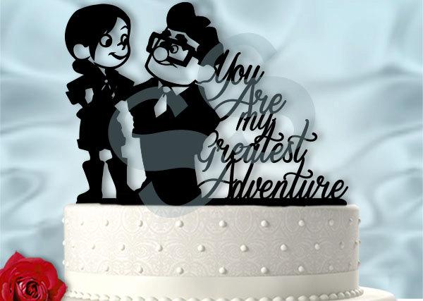 Hochzeit - Carl and Ellie Up inspired Greatest Adventure Wedding Cake Topper