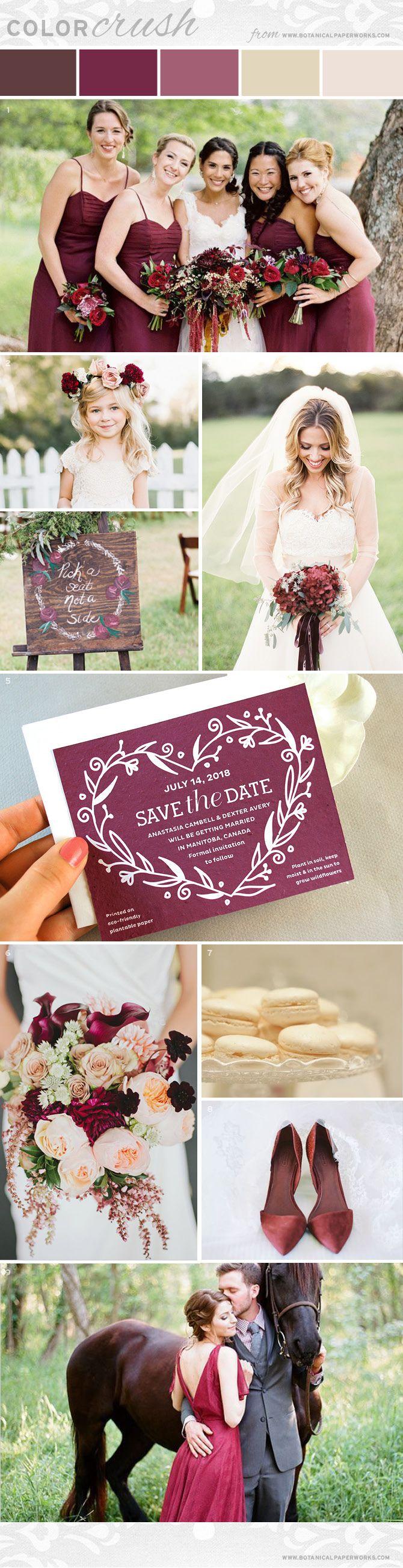 Wedding - {inspiration Board} Color Crush - Burgundy, Woodsy Browns   Neutral Creams