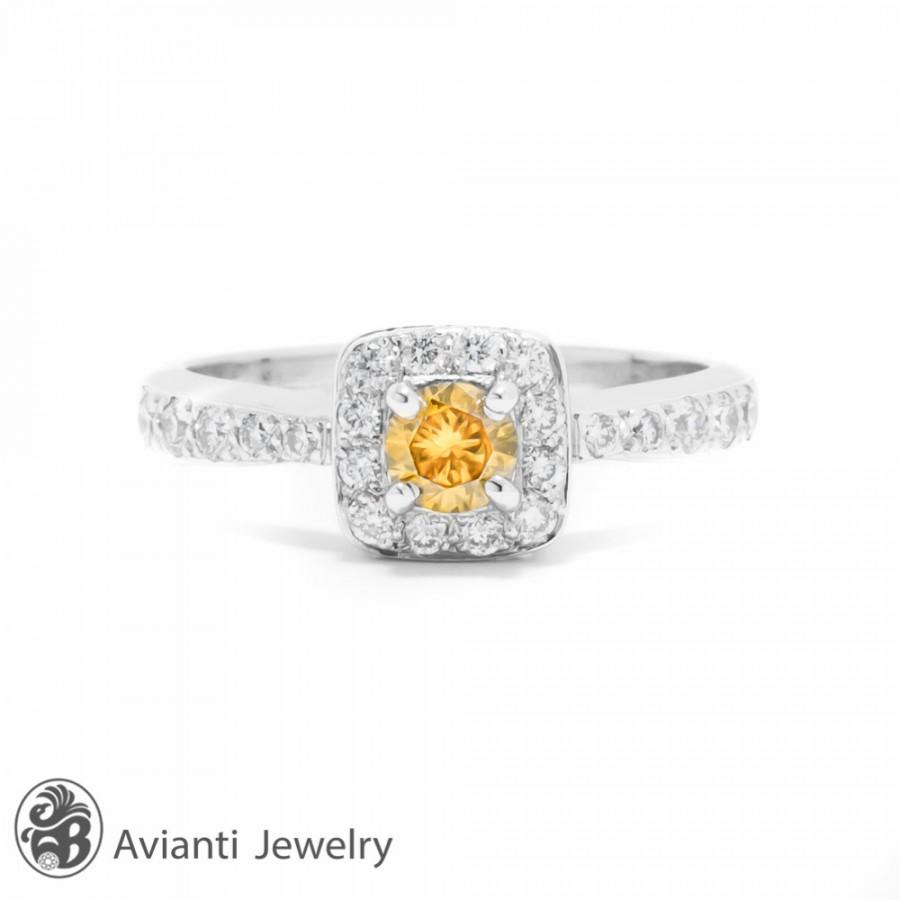 Hochzeit - Ring, Stunning Yellow and White Diamond Half Eternity Engagement Ring , Canary Diamond Ring, Canary Diamond Engagement Ring