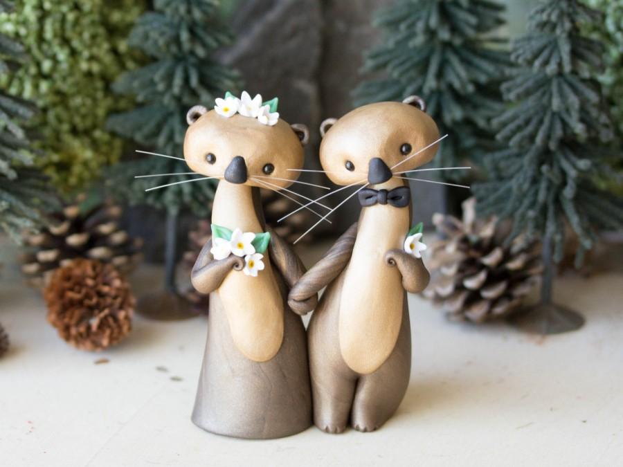 Свадьба - Sea Otter Wedding Cake Topper by Bonjour Poupette