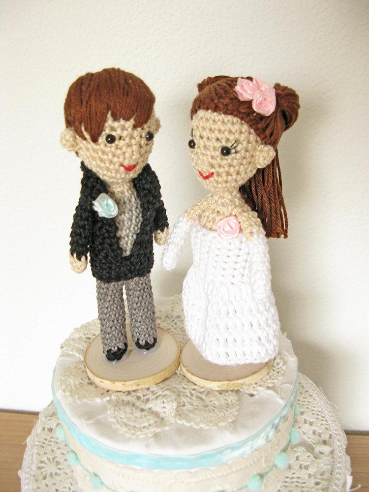 Wedding - Couple Cake Topper, Bride and Groom Cake Topper, Custom Wedding Cake Topper, Portrait Cake Topper, Doll Cake Topper