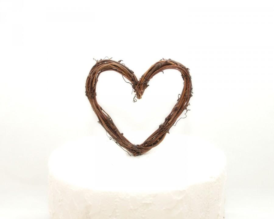 Mariage - Heart Wedding Cake Topper - Rustic Grapevine