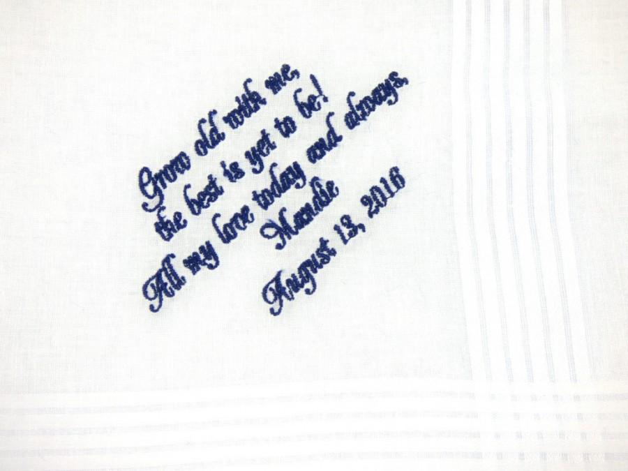 زفاف - Groom Gift, Embroidered Groom Handkerchief, Gift From Bride to Groom, Men's Handkerchief, Gifts For The Groom, Personalized Handkerchief