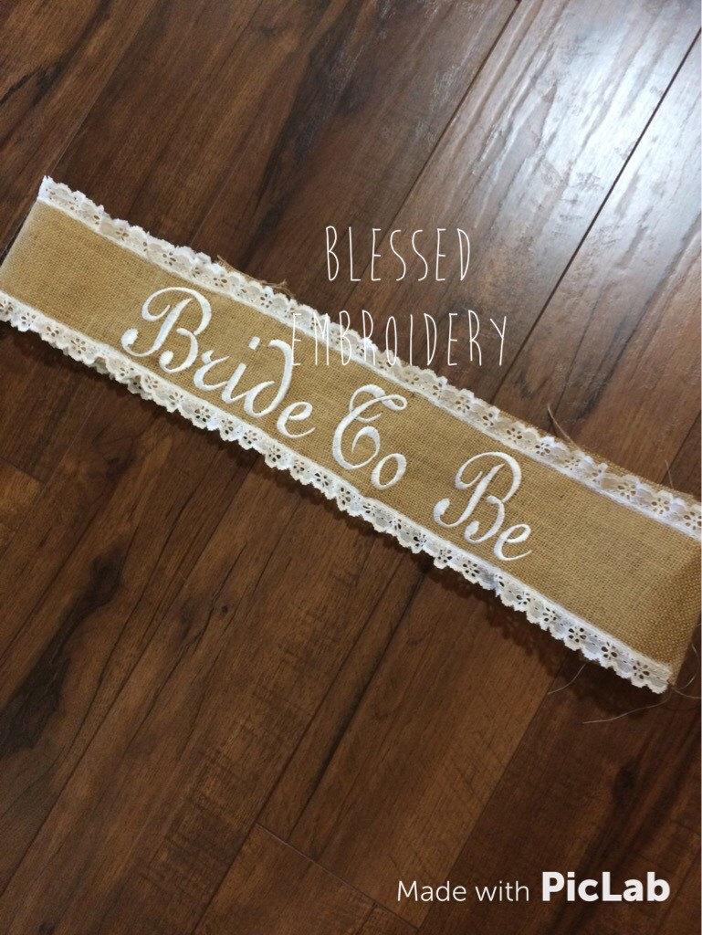 زفاف - Burlap bride to be sash