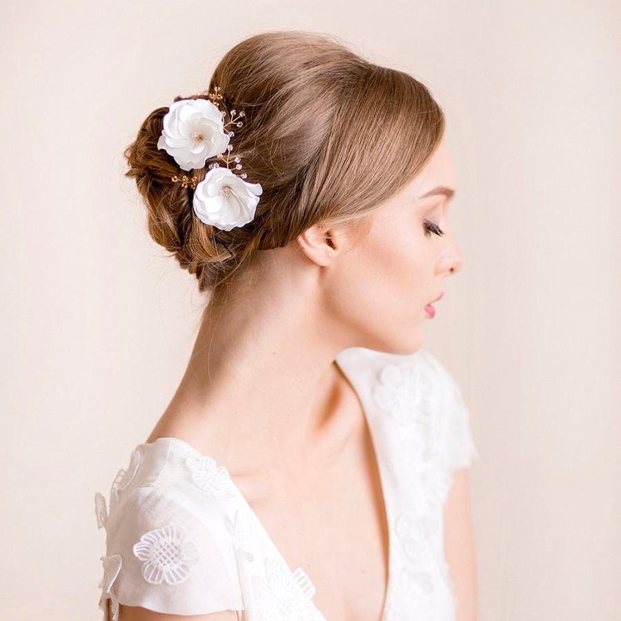 زفاف - Bridal Flower Pin Eustoma - Wedding Hair Pin, Flower Hair Pin Set of 2 - Bridal Hair Accessory - Floral Hairpiece - Delicate Headpiece