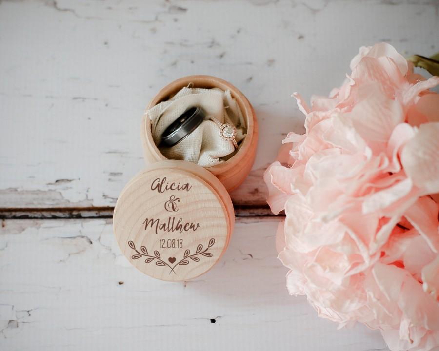 زفاف - Engraved Wedding Ring Box, Wooden Ring Box, Wedding Gift, Ring Bearer Box, Engraved Wooden Box, Custom Name Ring Box, With This Ring Box