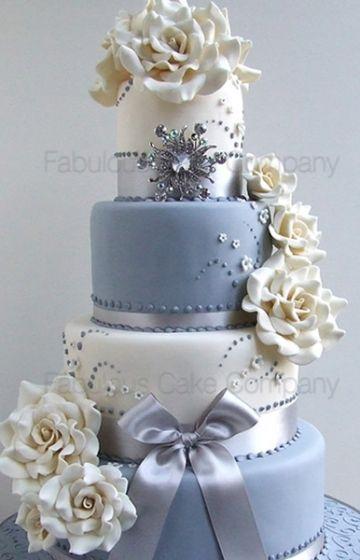 Mariage - Contemporary Ivory & Grey Wedding Cake Fabulous Cake Company