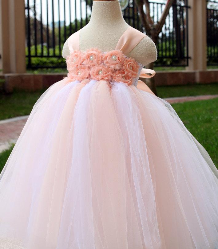 زفاف - Flower Girl Dress Blush peach tutu dress baby dress toddler birthday dress wedding dress 2T 3T 4T 5T 6T 7T 8T 9T