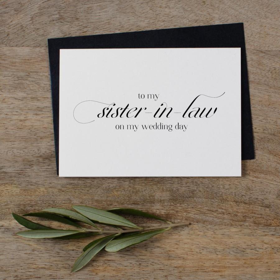 Hochzeit - To My Sister-In-Law On My Wedding Day Card - Sister Wedding Card, Wedding Stationery, To My Sister Thank You Wedding Card, Wedding Note, K2