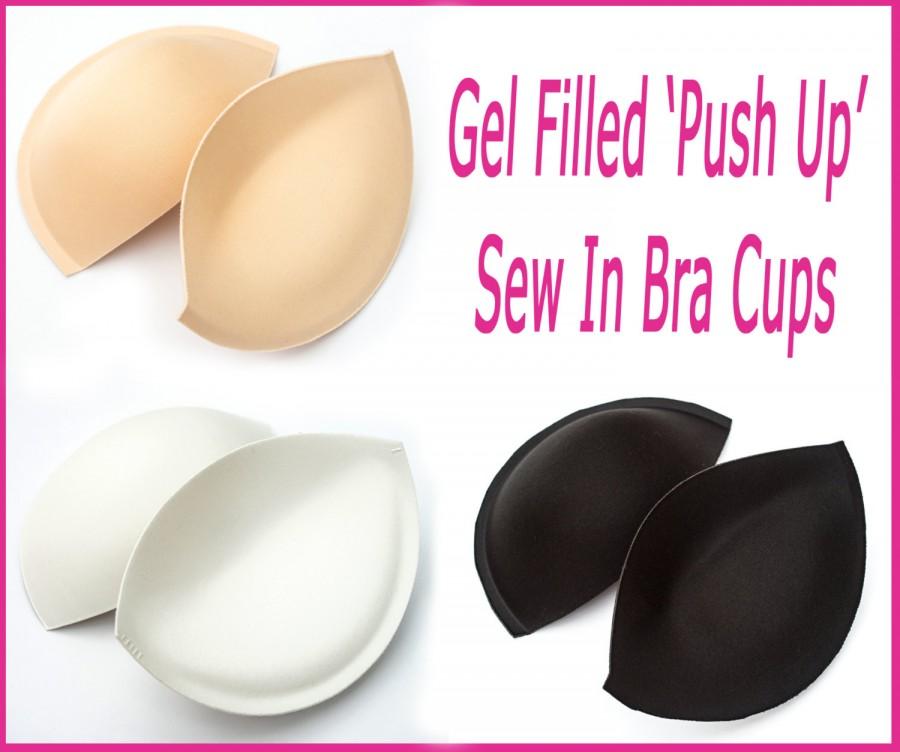 Quality Sew In Bra Cups Gel Filled PUSH UP Bra Cups Ivory Nude Or Black A B Or B C Cup