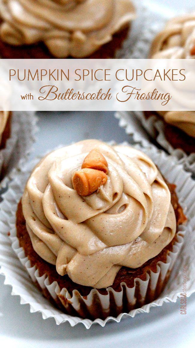 Свадьба - Pumpkin Spice Cupcakes With Butterscotch Frosting