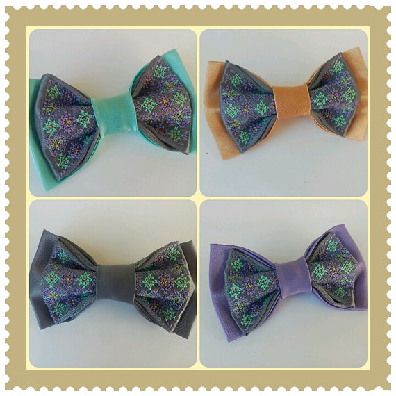 Hochzeit - Bow tie Set of 4 embroidered Satin bow ties Teal bowtie Purple tie Copper necktie Grey ties Satin bowties Wedding satin bow ties Groomsmen