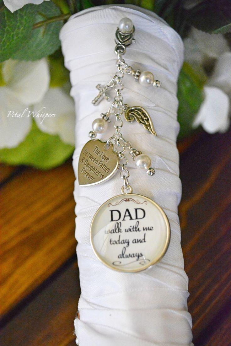 Mariage - Bridal Bouquet Charm-Wedding Bouquet Charm-Wedding Memorial-In Memory Of Dad-Bridal Gift-Gift For Bride-Walk With Me Dad