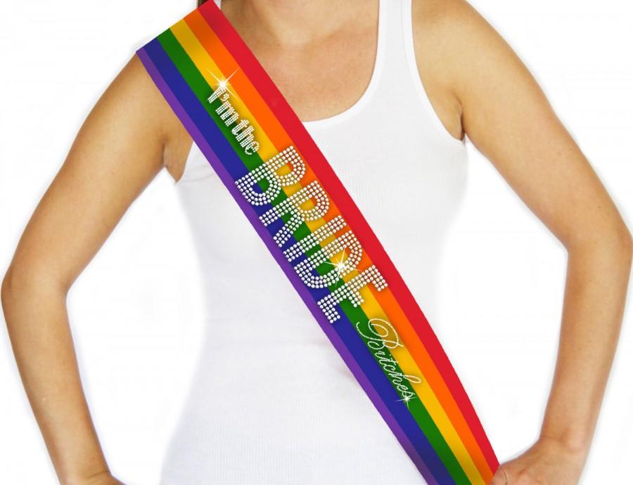 Mariage - Lesbian Wedding, Gay Wedding  - Unisex Finally Legal Sash, LGBT Bridal Party,GLBT Wedding Party Rhinestones Sash, Rainbow, Gay Pride Sash