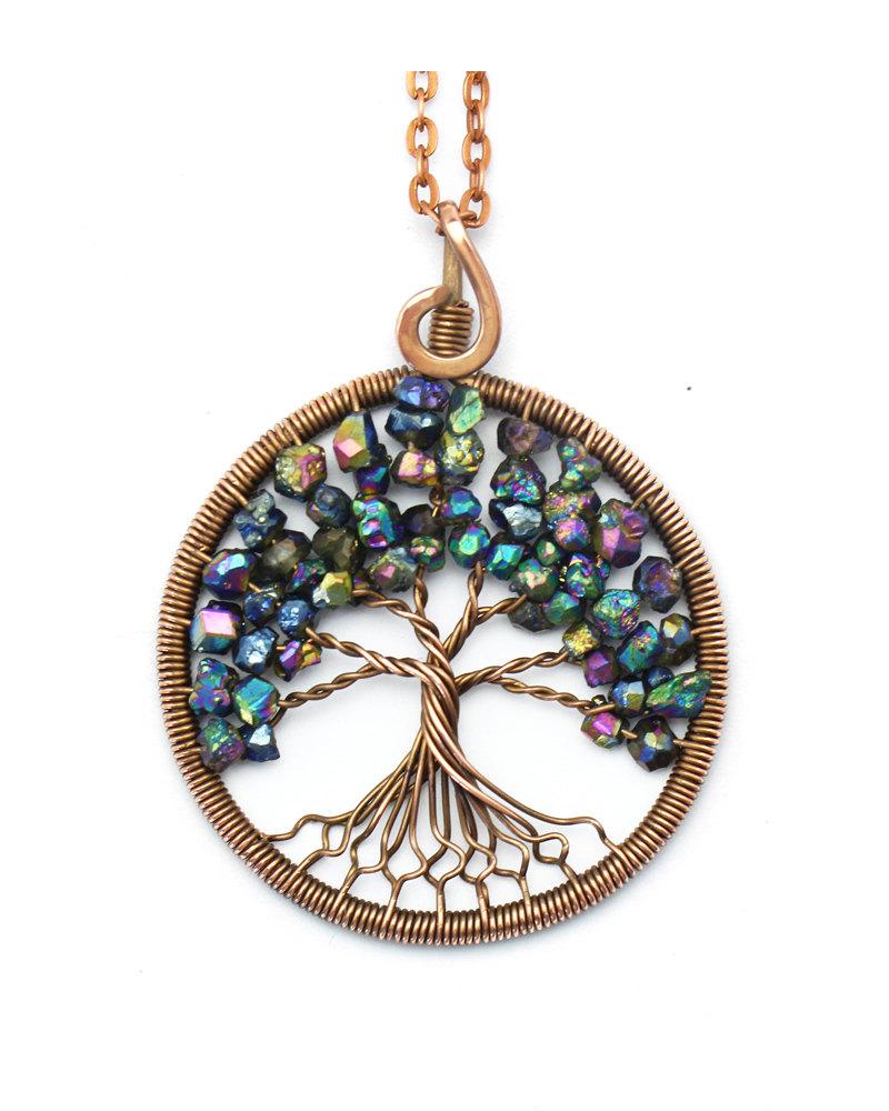 Wedding - Tree-of-Life Pendant • Wire tree-of-life • Tree of Life Necklace • Family Tree • Wire wrapped pendant • Copper wire pendant • Blue pendant