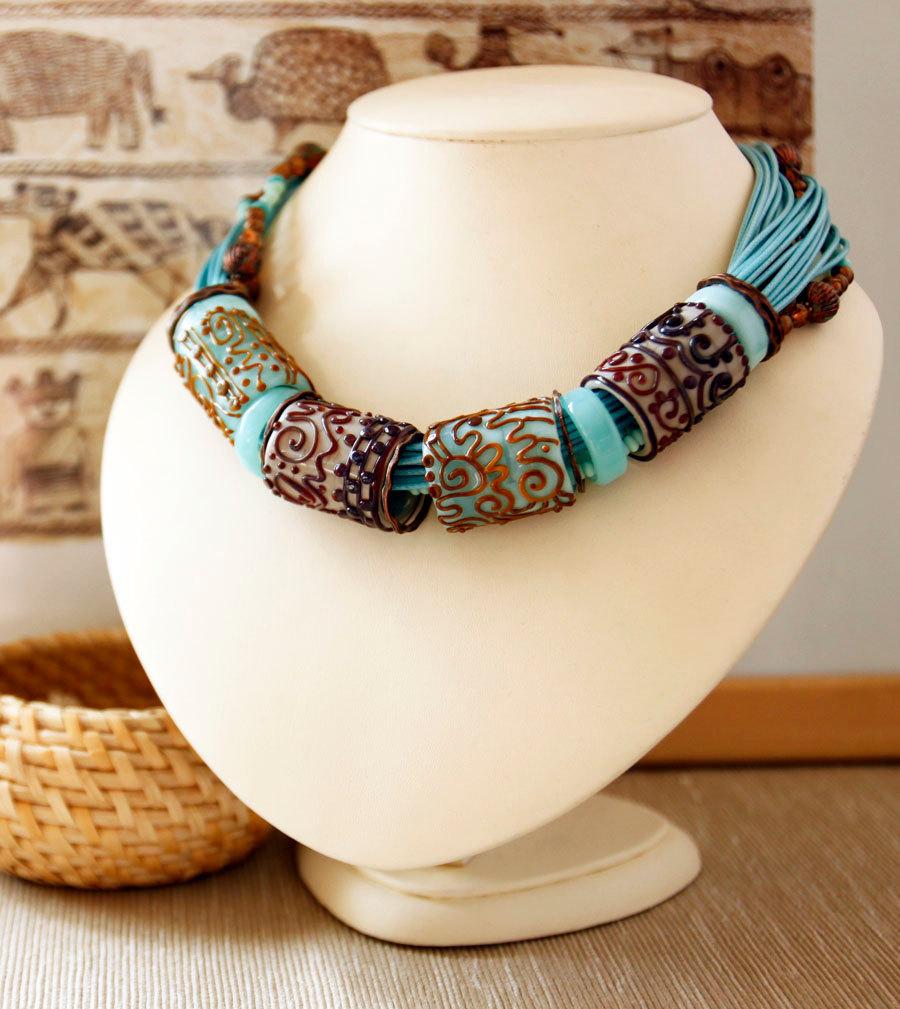 زفاف - Necklace, Murano glass, lampwork glass bead, Lampwork Necklace, Glass necklace, Woman's Necklace, large necklace