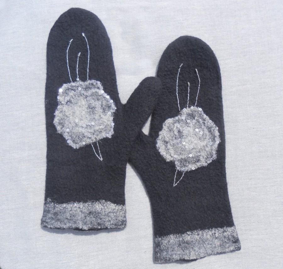 Wedding - Felted mittens Gray mittens Gift Merino wool gloves Felt Gloves Felt mittens Felted wool gloves Womens gift Christmas gift Birthday gift