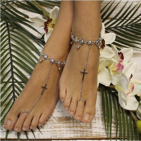 Hochzeit - CROSS bridal barefoot sandals