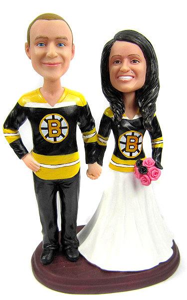 Hochzeit - Custom Hockey Wedding Cake Toppers Sculpted to Look Like You
