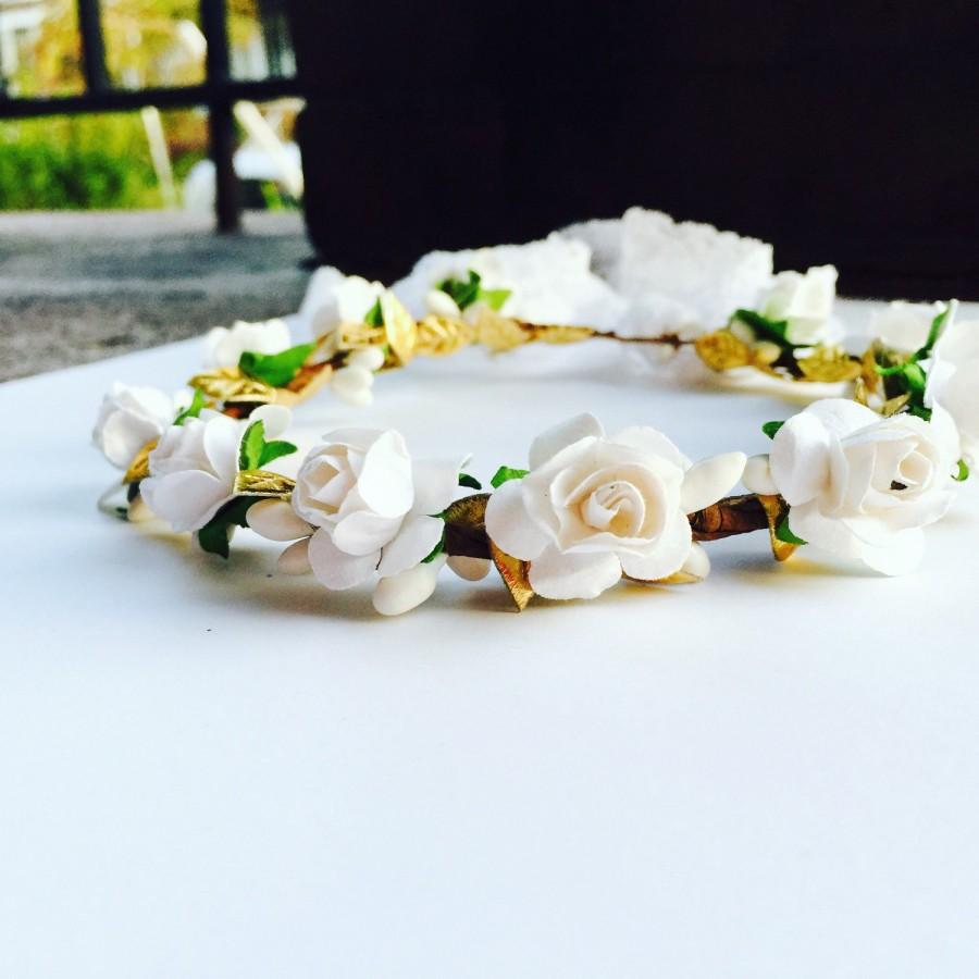 زفاف - white flower crown - baby headband - flower girl headband - wedding hair accessories - bridal flower crown - boho flower crown
