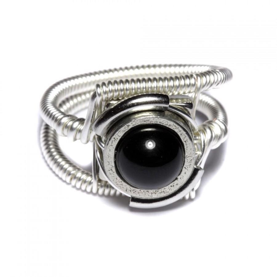 Hochzeit - Steampunk Jewelry - Ring - Black Onyx - Silver tone