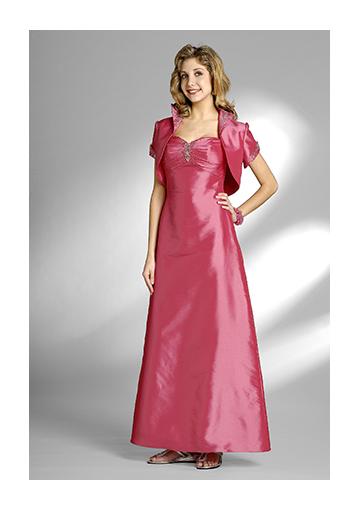Wedding - Sweetheart Pink Jacket Ruched Sleeveless Satin Tea Length